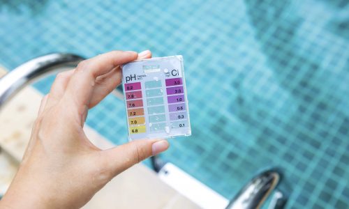 pH test on a pool